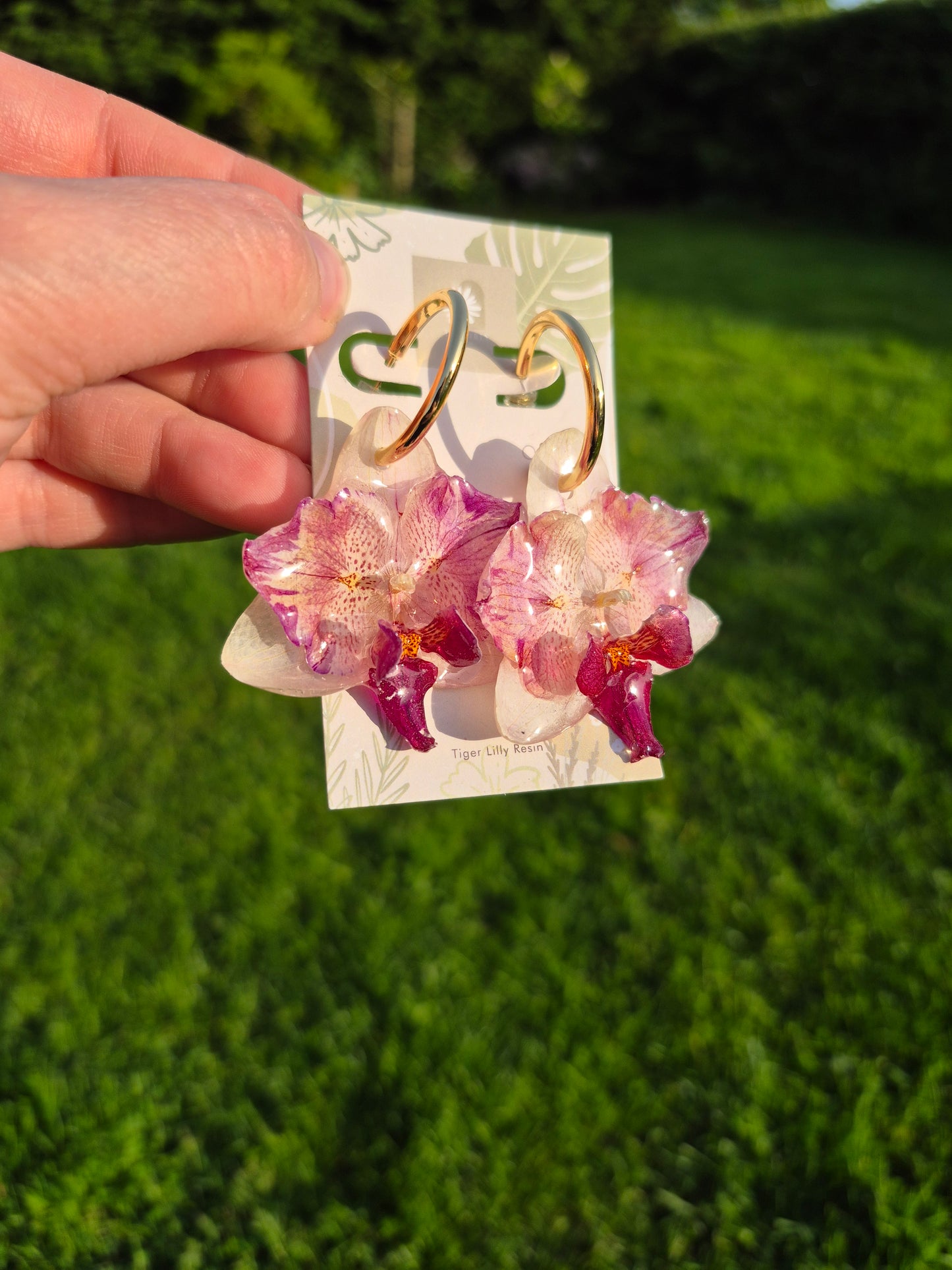 Rare peloric orchids resin earrings
