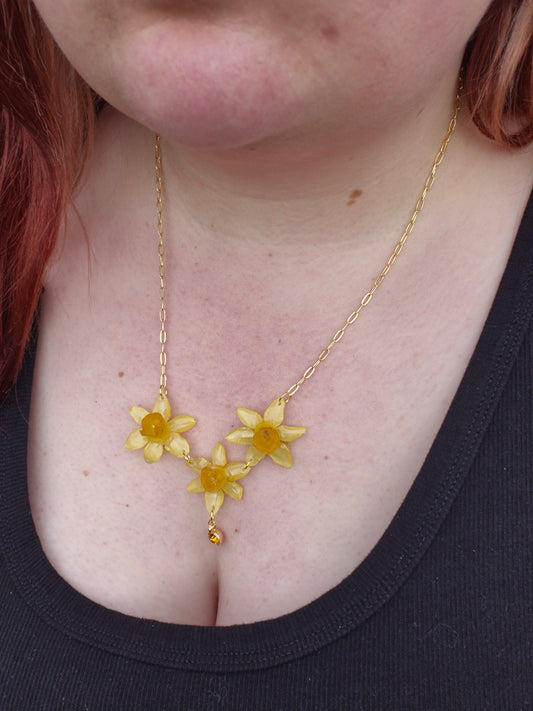 Real daffodil pendant