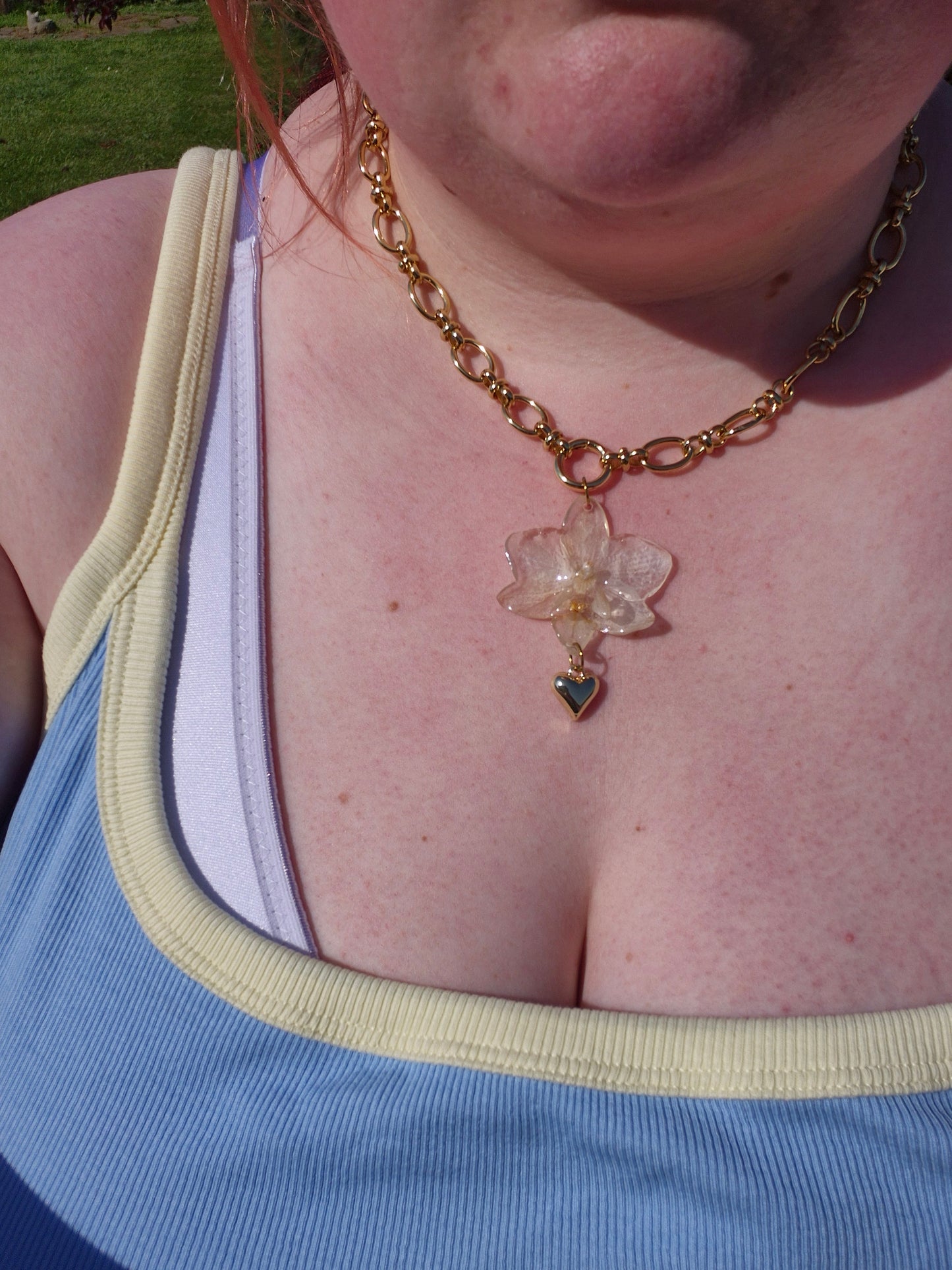 White phalaenopsis orchid necklace