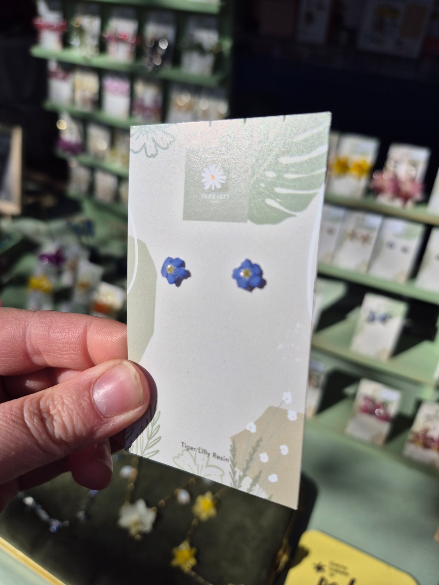 Real Forget me not studs earrings