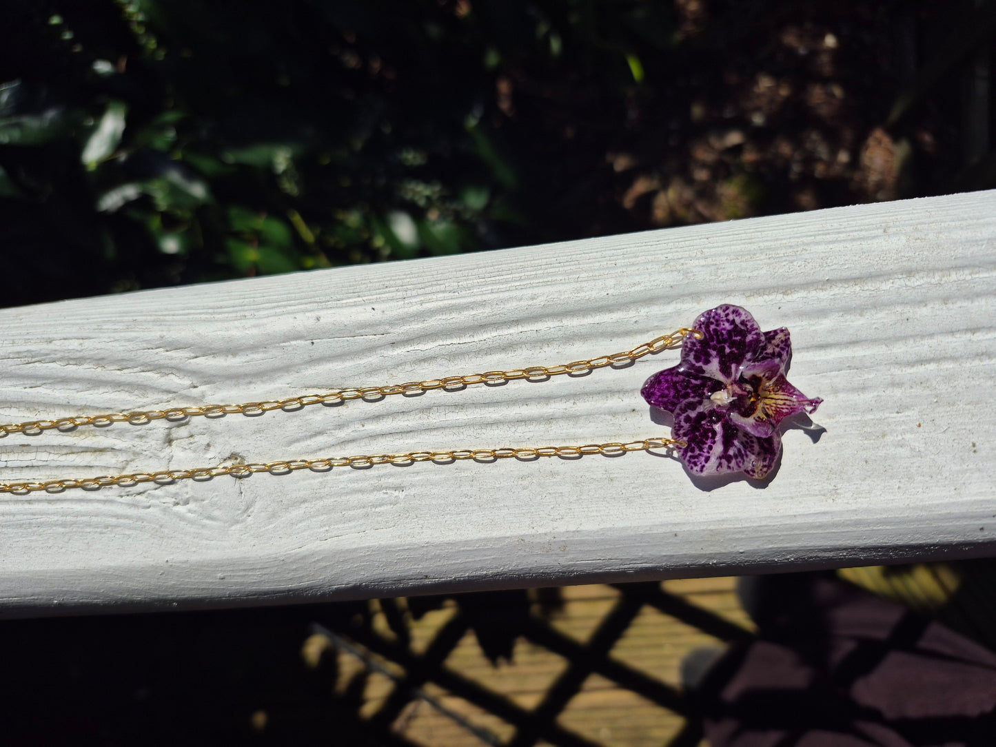 Purple Phalaenopsis orchid necklace