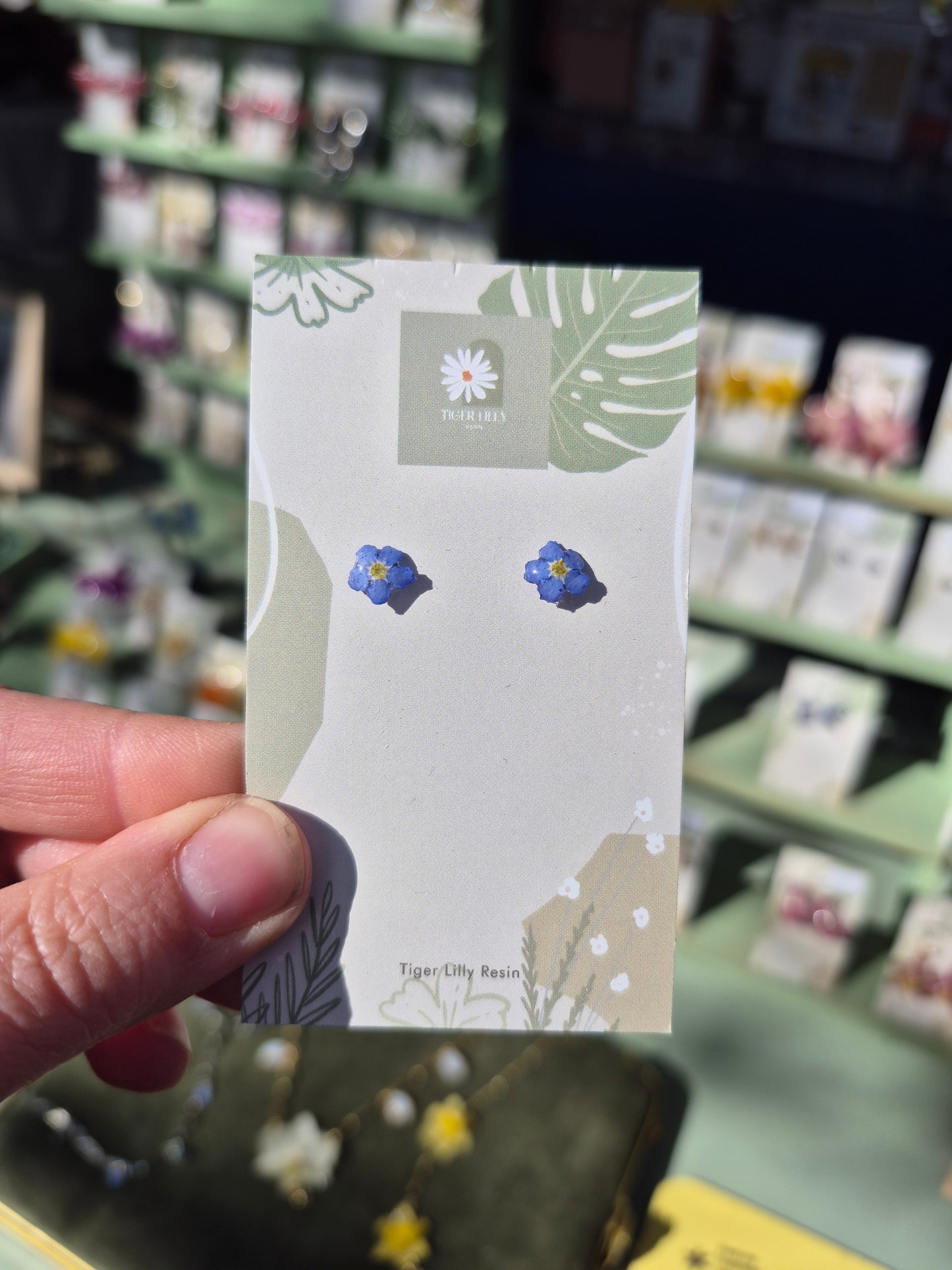 Real Forget me not studs earrings