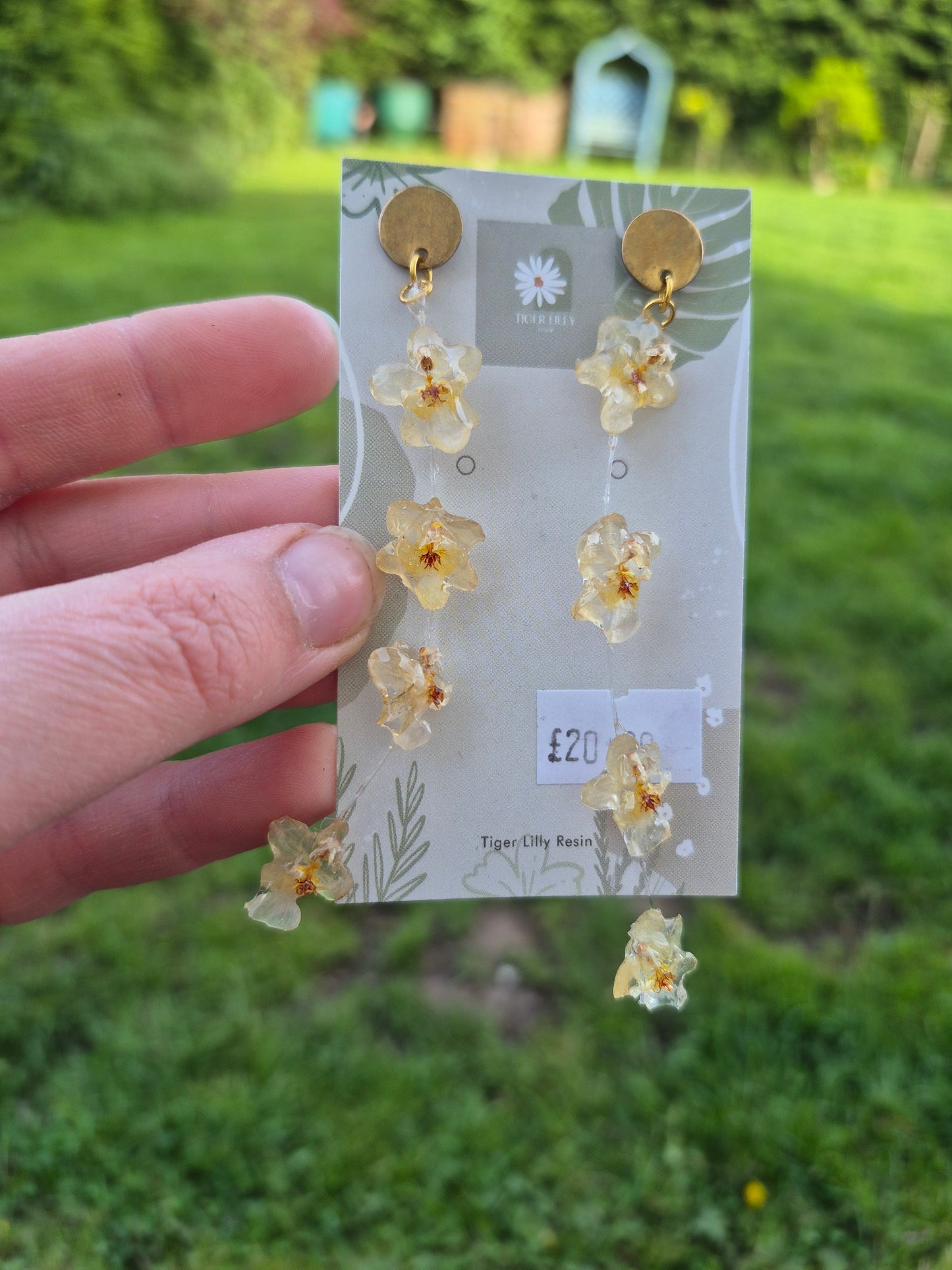 Oncidium orchid resin dangle earrings