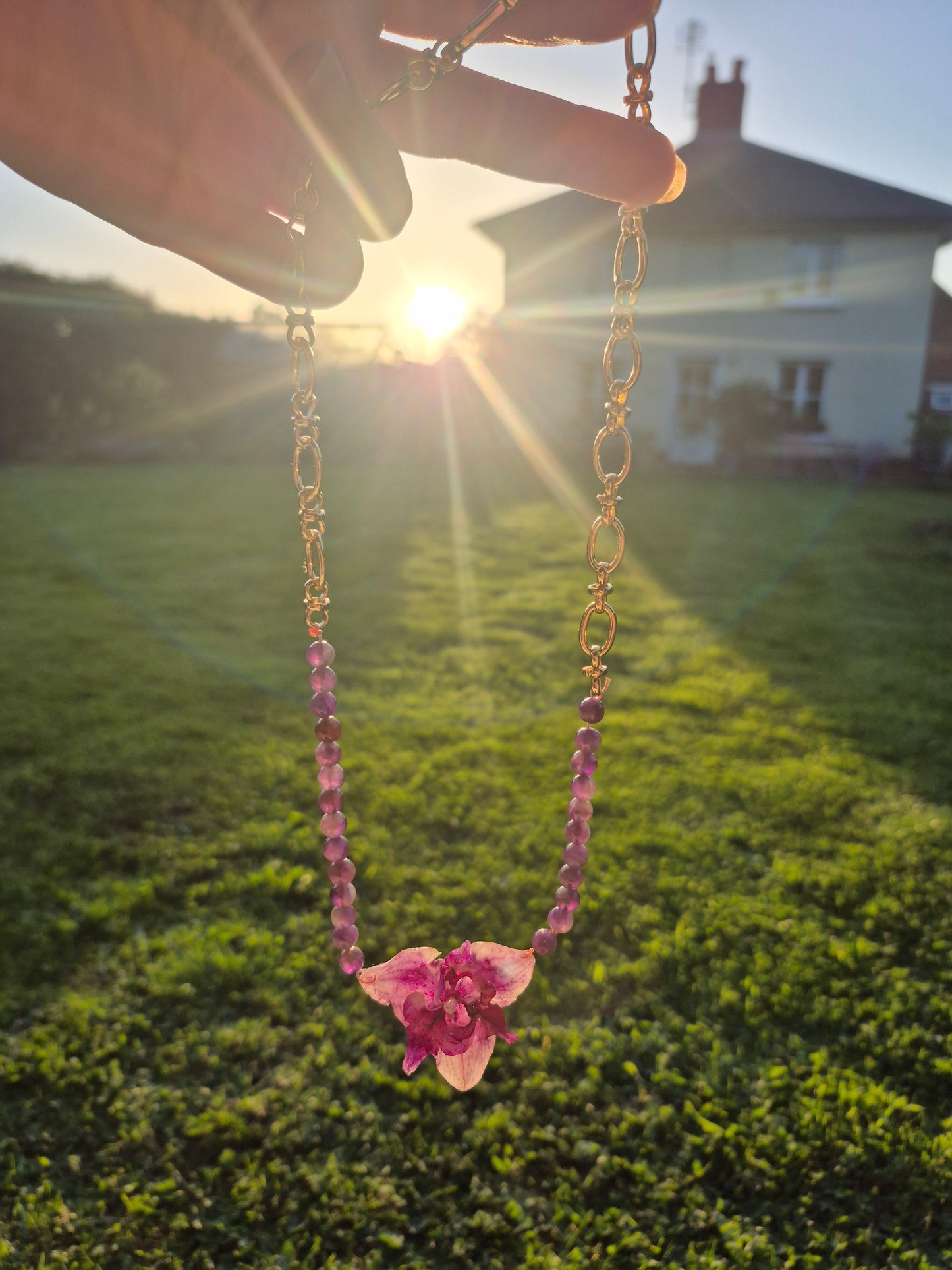 Peloric phalaenopsis amethyst necklace
