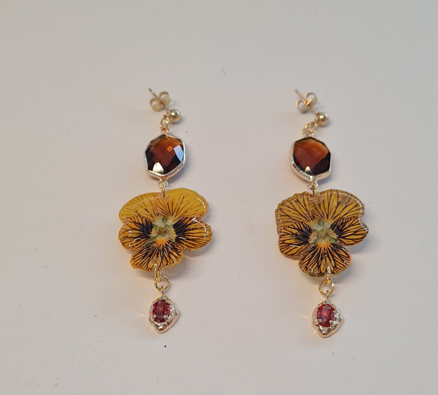 Tigers eye viola drop earrings