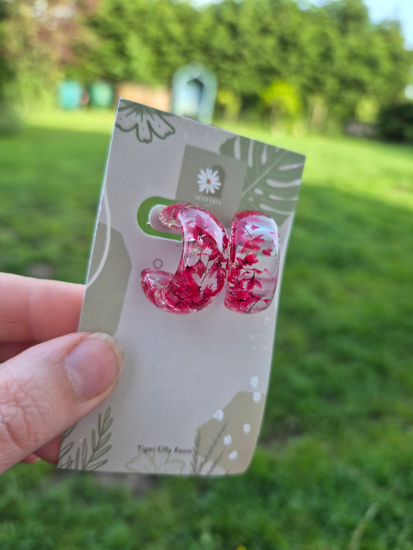 Cherry blossom petals half resin hoops