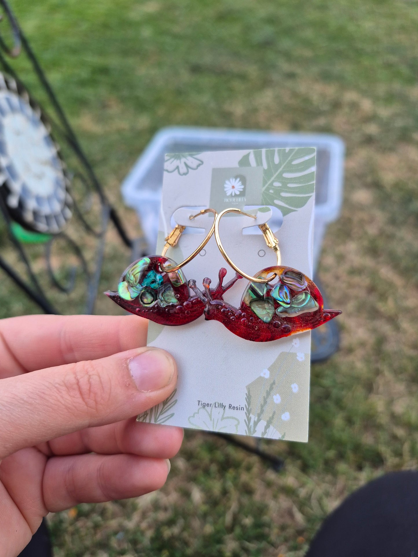 Abalone shell snail earrings