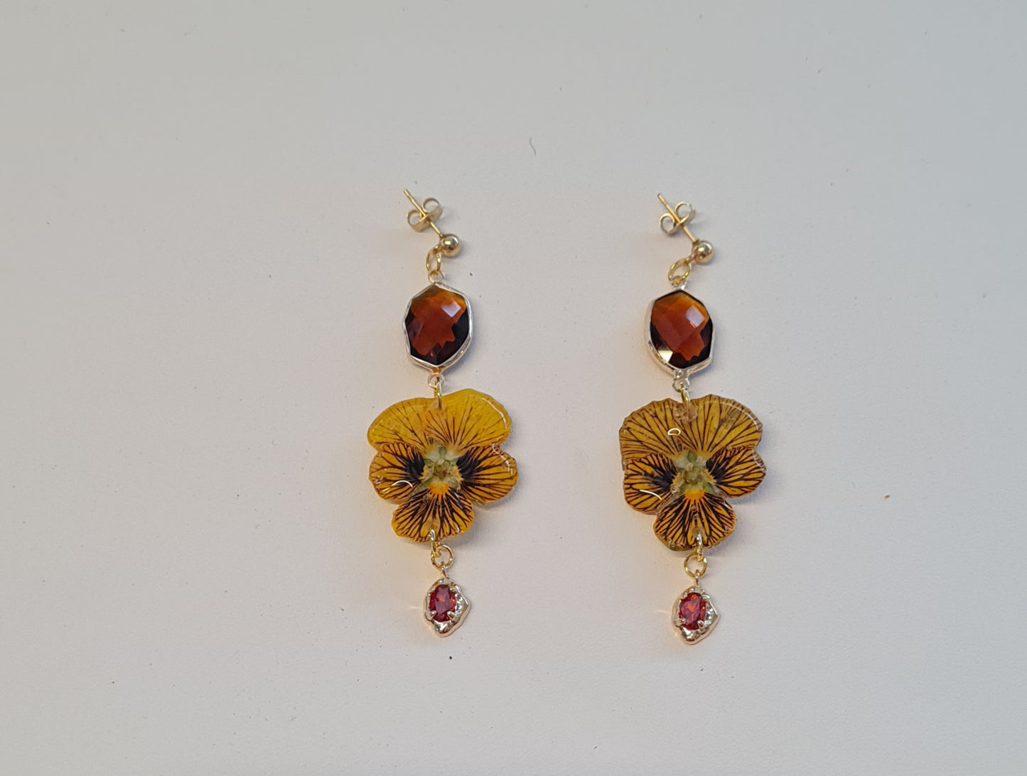 Tigers eye viola drop earrings