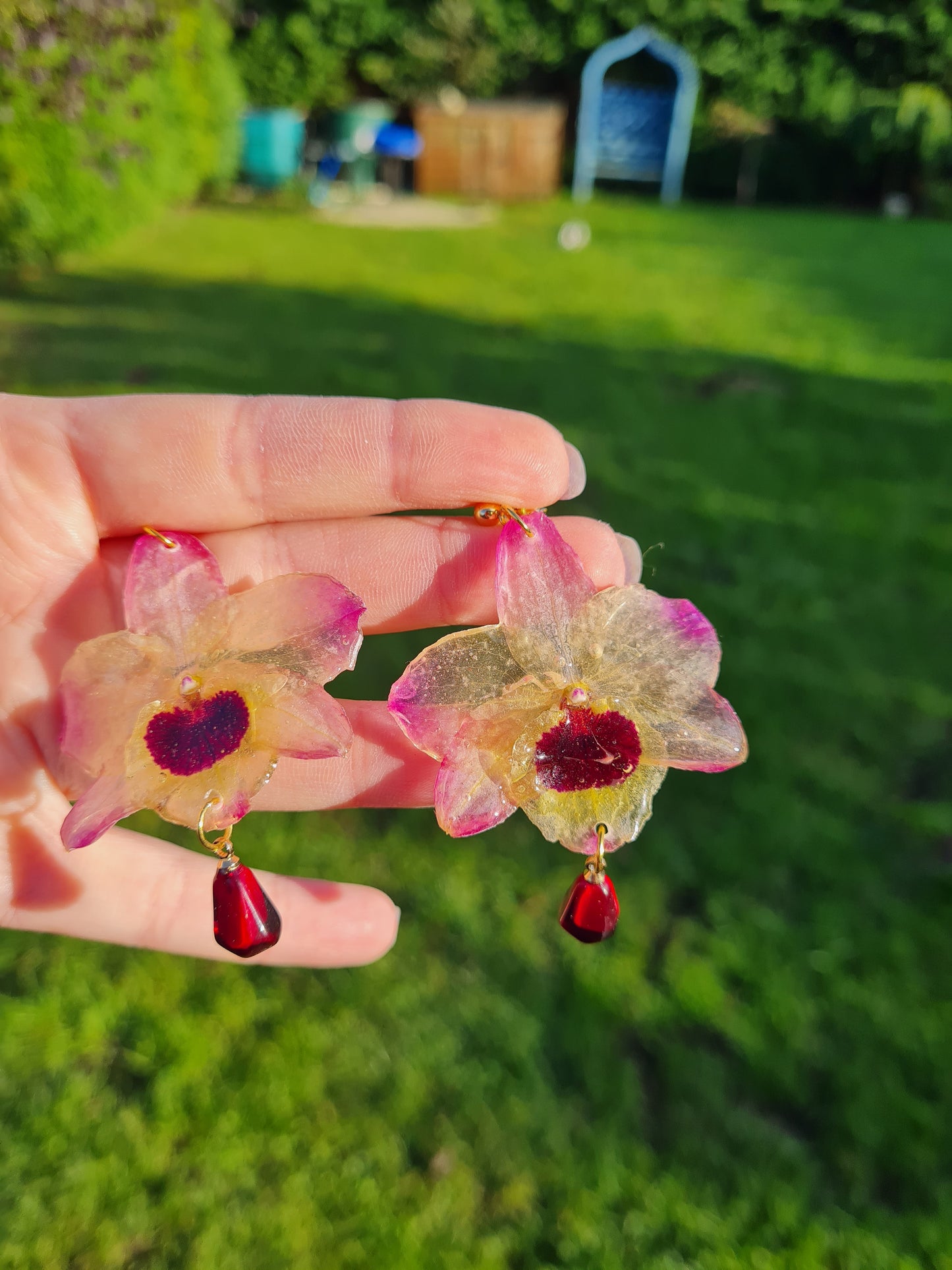 Dendrobium orchid earrings