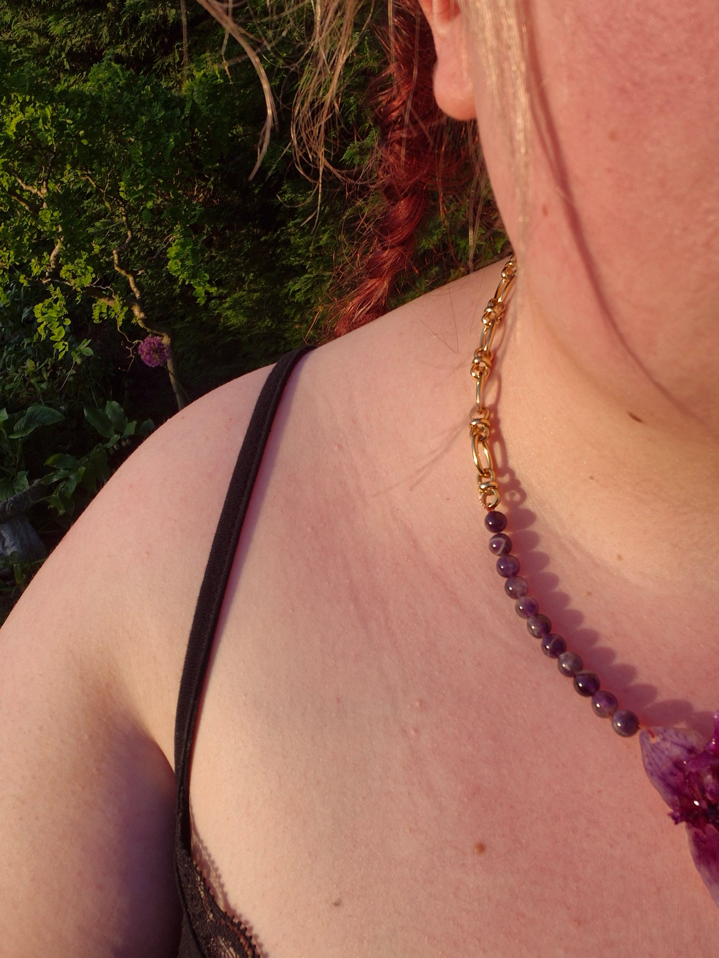 Peloric phalaenopsis amethyst necklace
