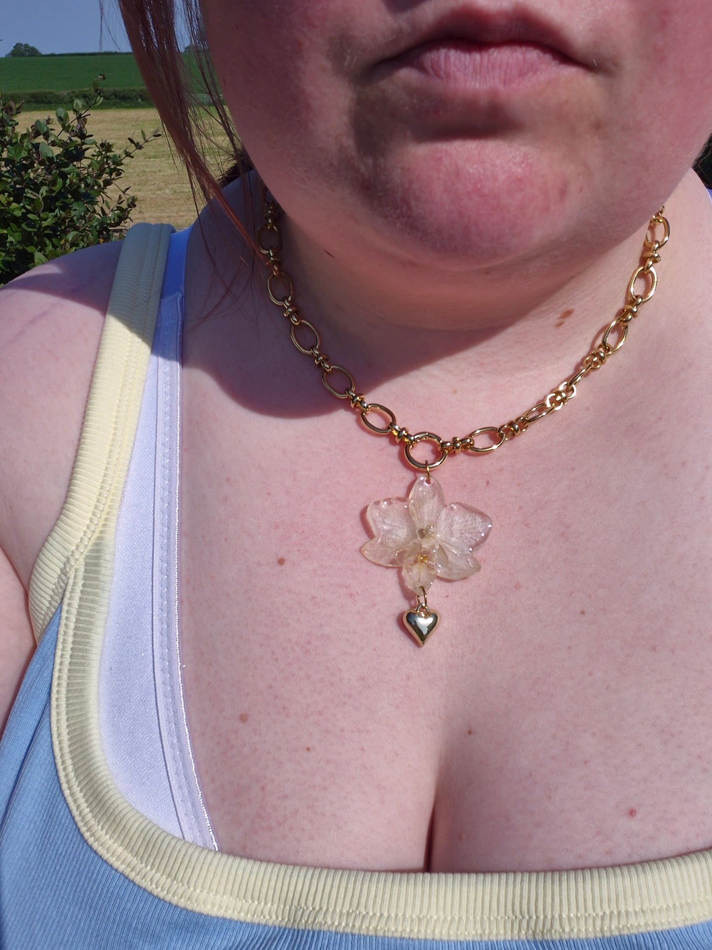 White phalaenopsis orchid necklace