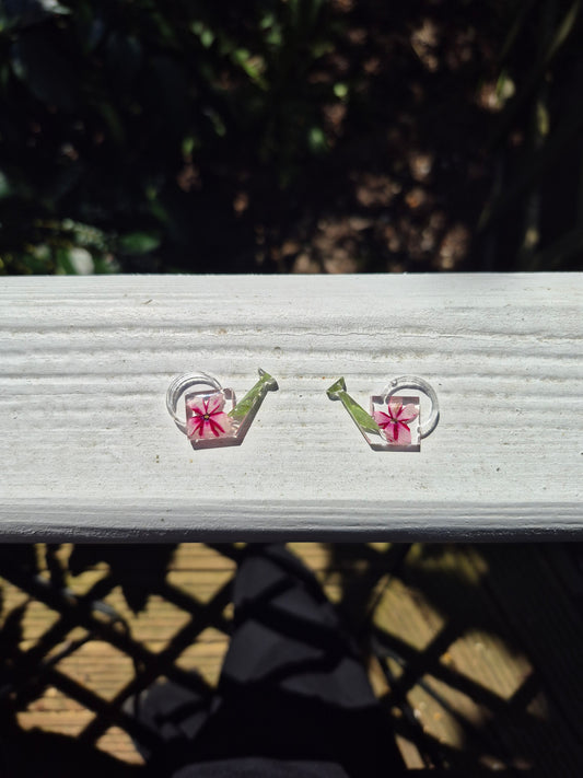 Floral watering can hoop charms