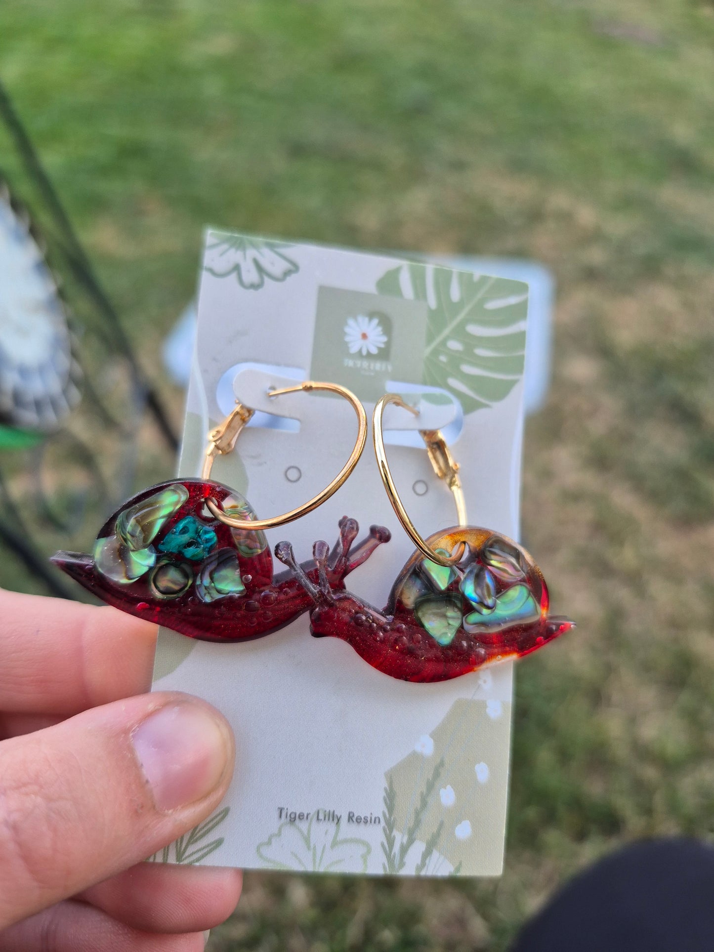 Abalone shell snail earrings