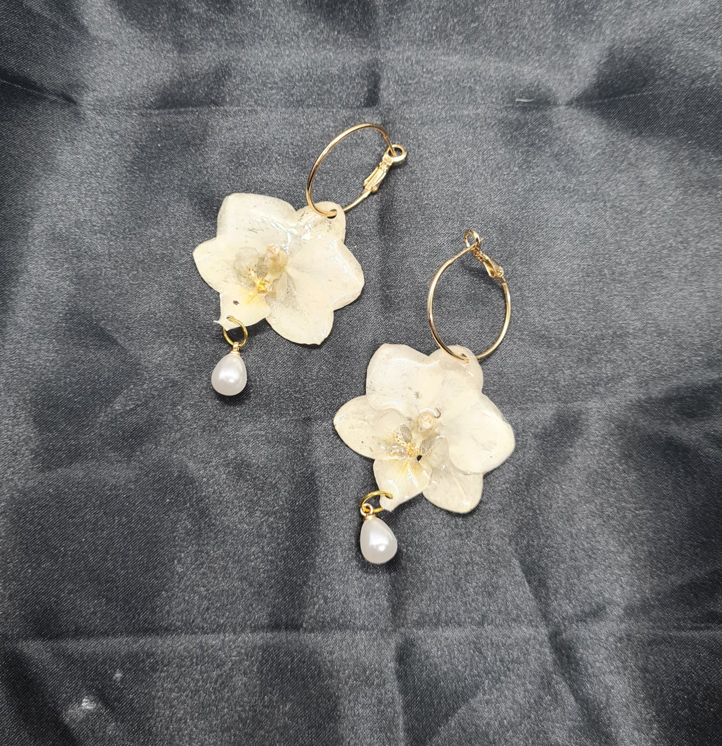 White phalaenopsis orchid earrings