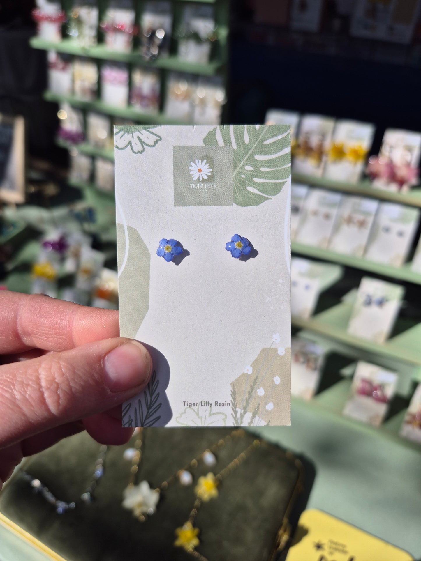 Real Forget me not studs earrings