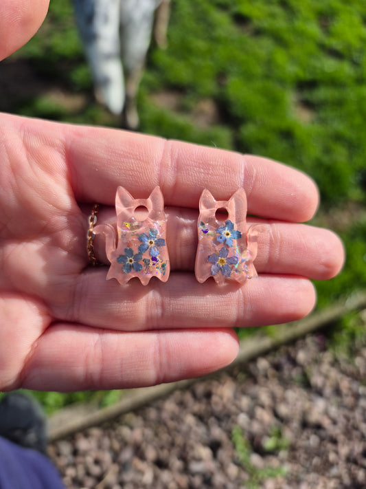Kitty ghosts hoop charms