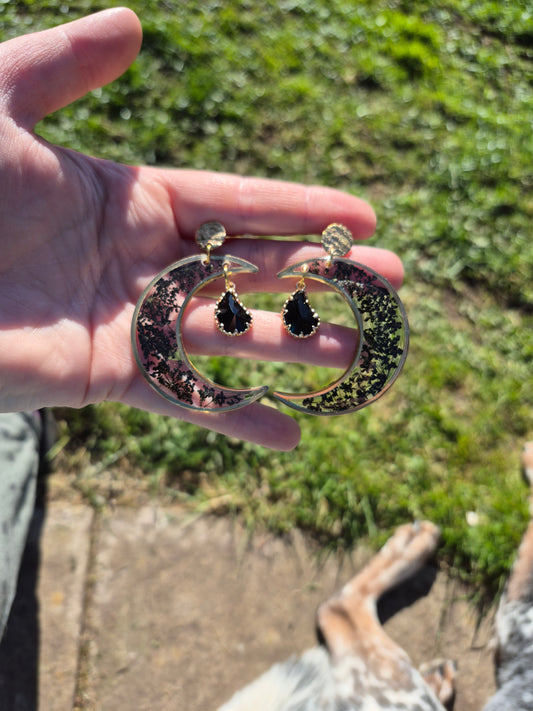 Black lace flower crescent moons