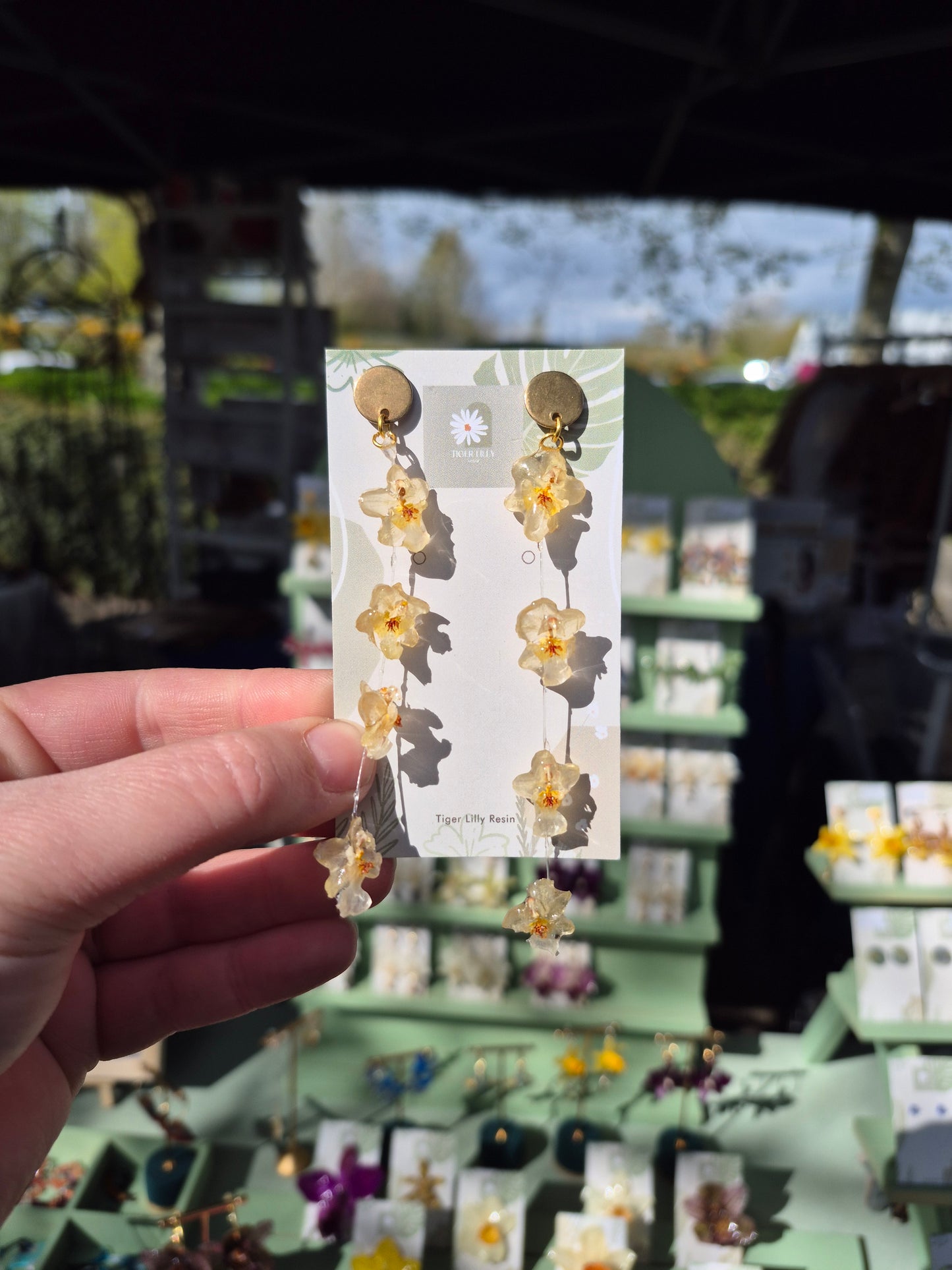 Oncidium orchid resin dangle earrings