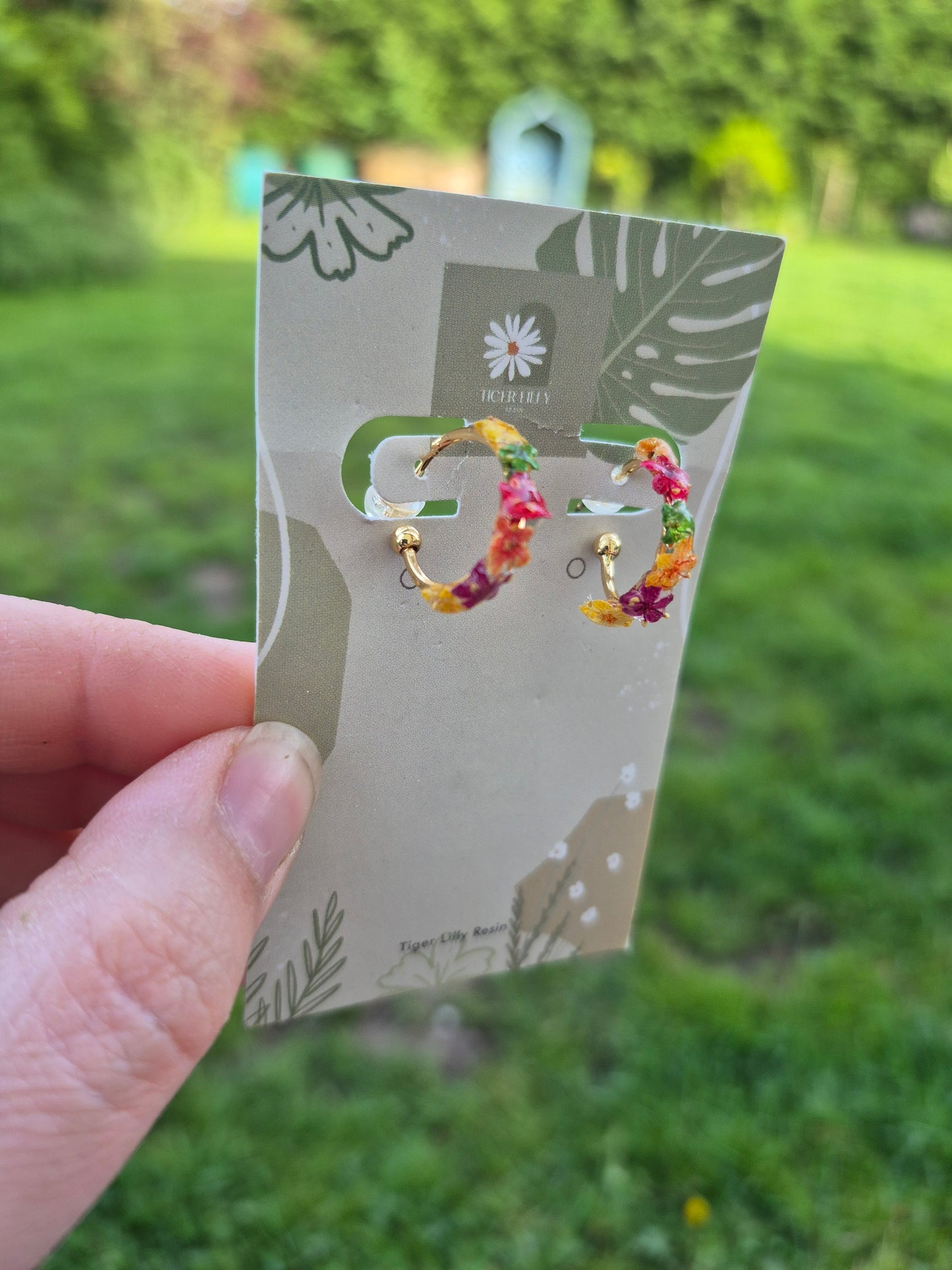 Tutti fruity hoop flower earrings