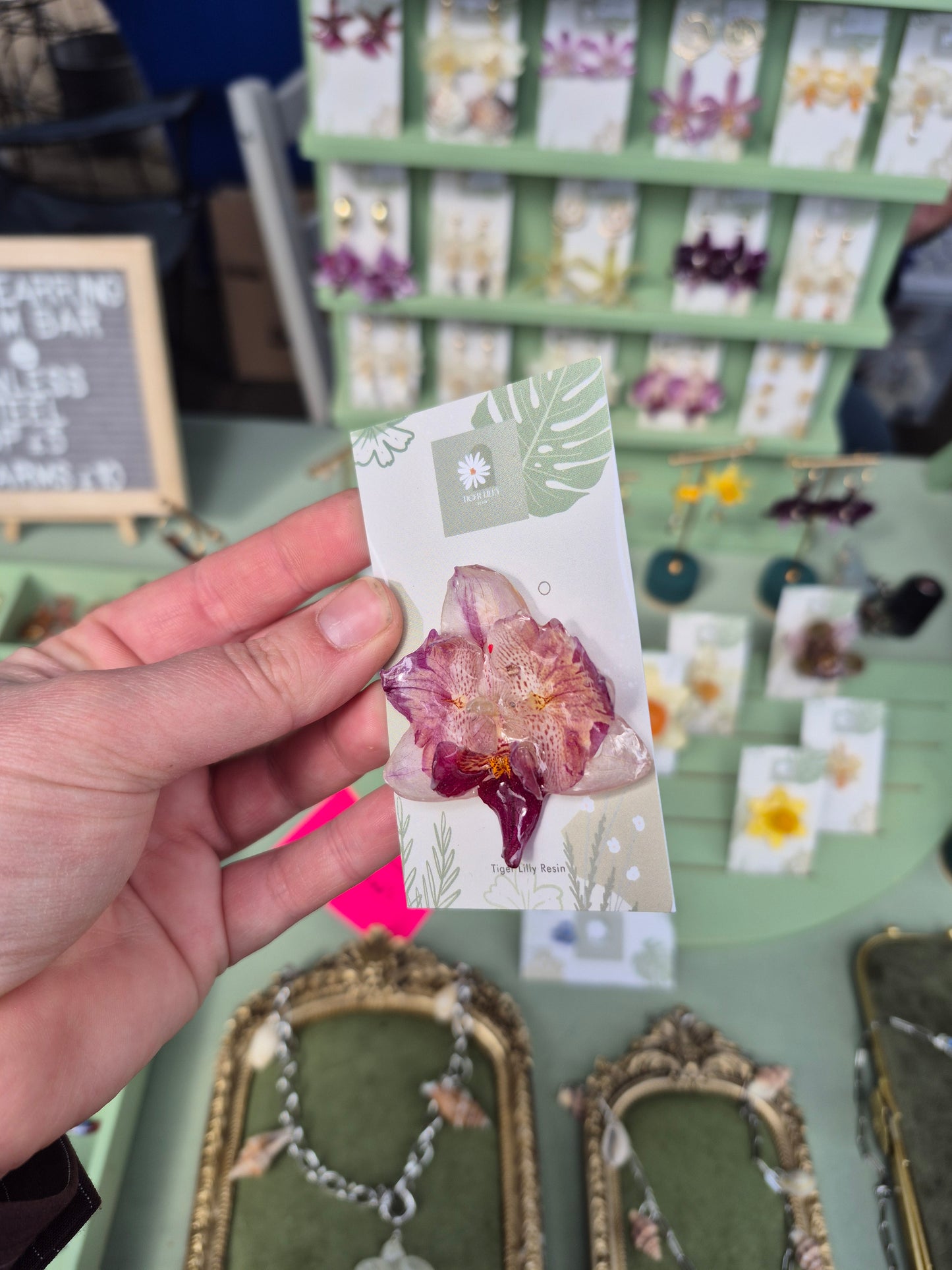 Real phalaenopsis orchid pin badge