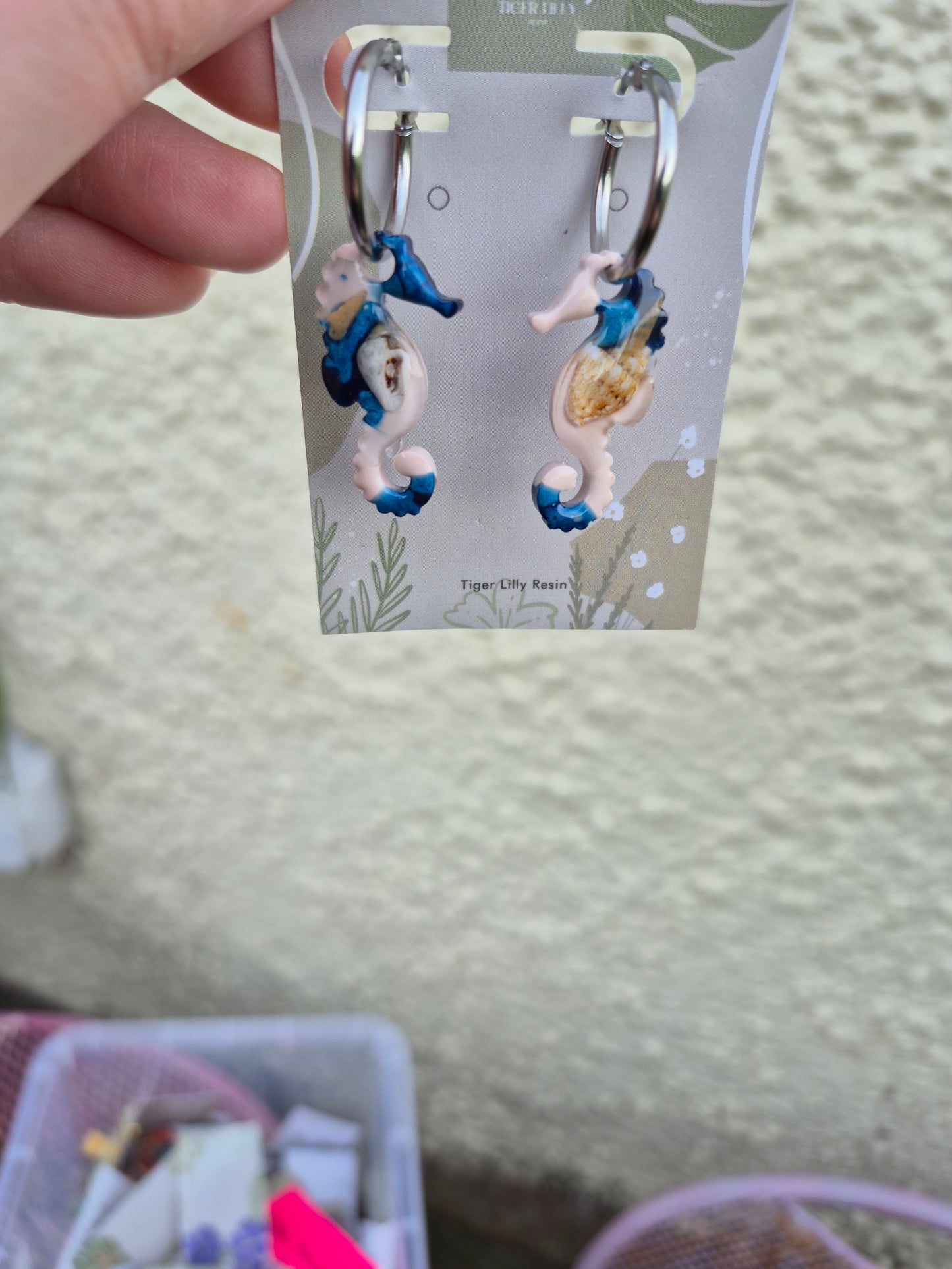 Sea horse hoop earrings