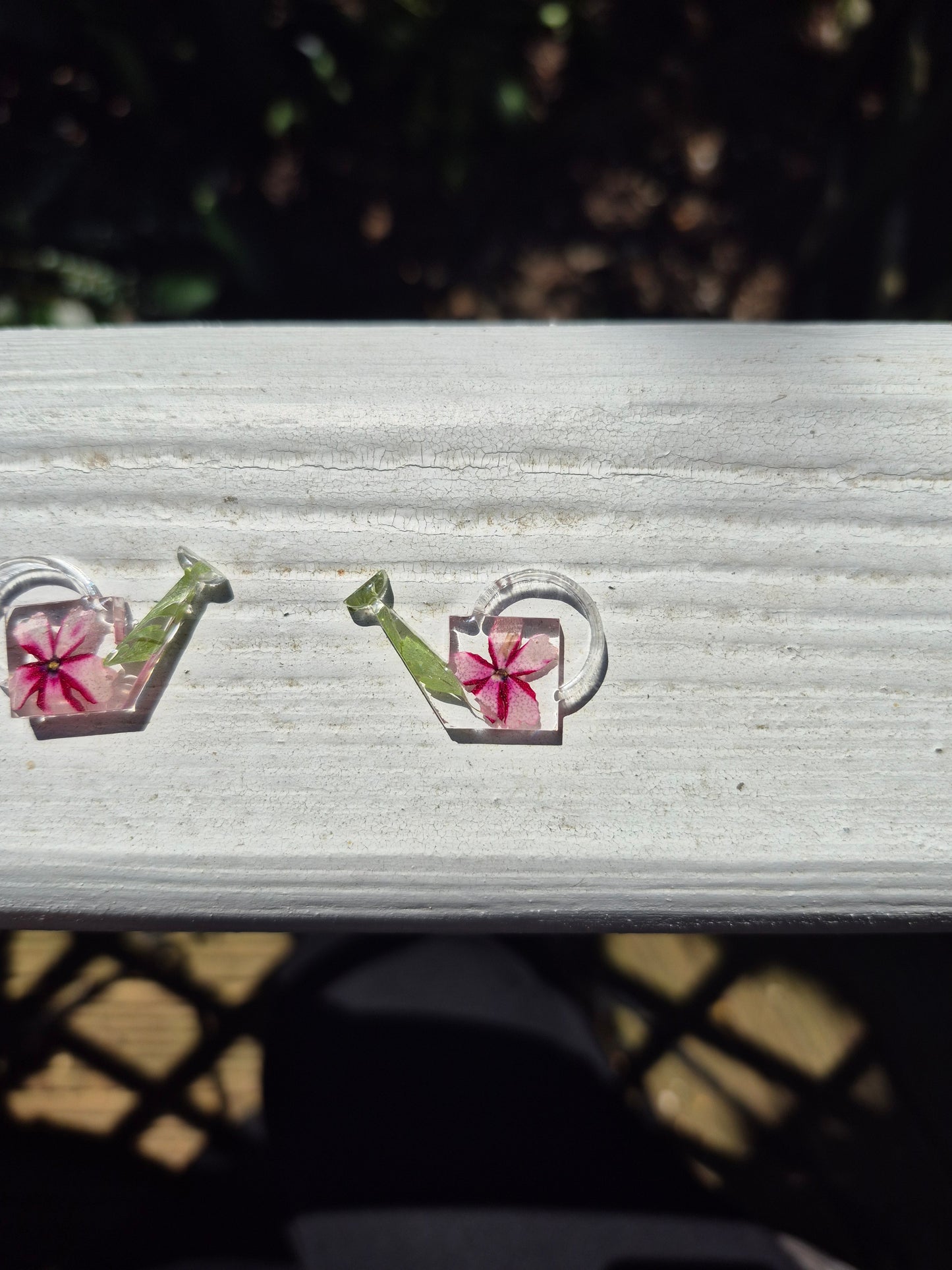 Floral watering can hoop charms