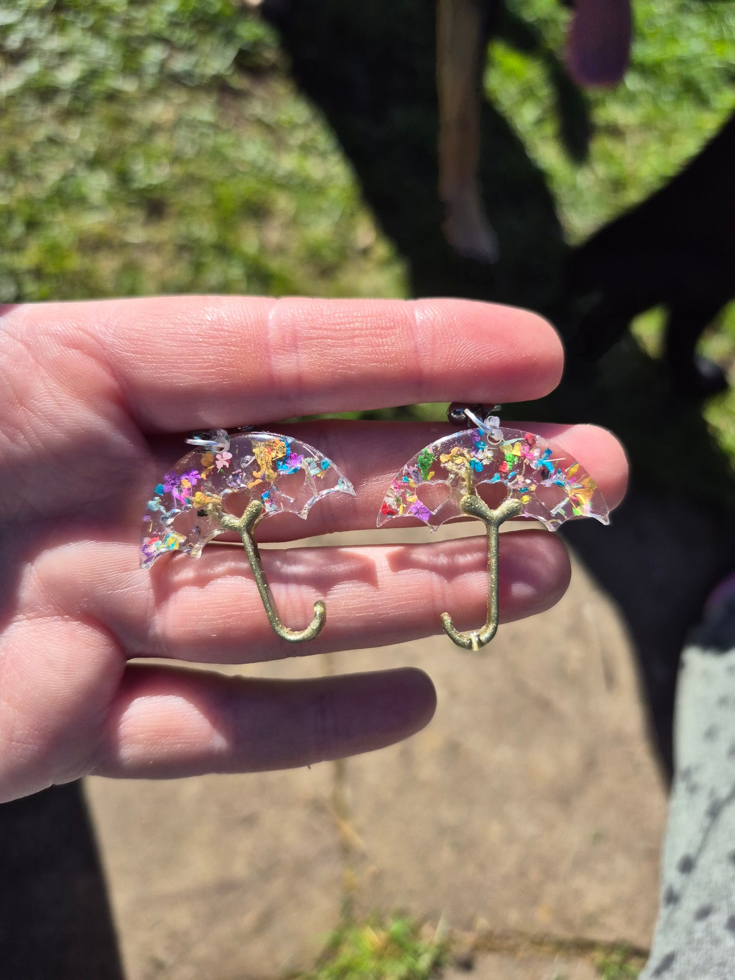 Floral umbrella earrings