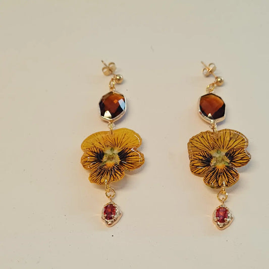 Tigers eye viola drop earrings