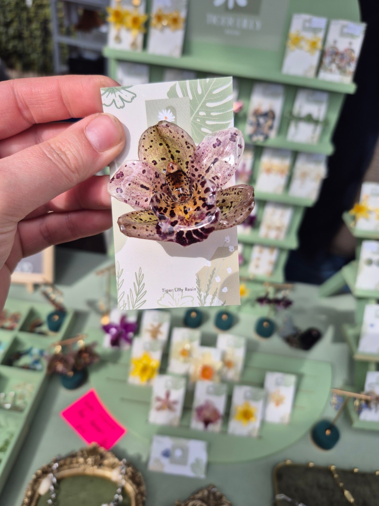 Real Cymbidium Orchid pin badge