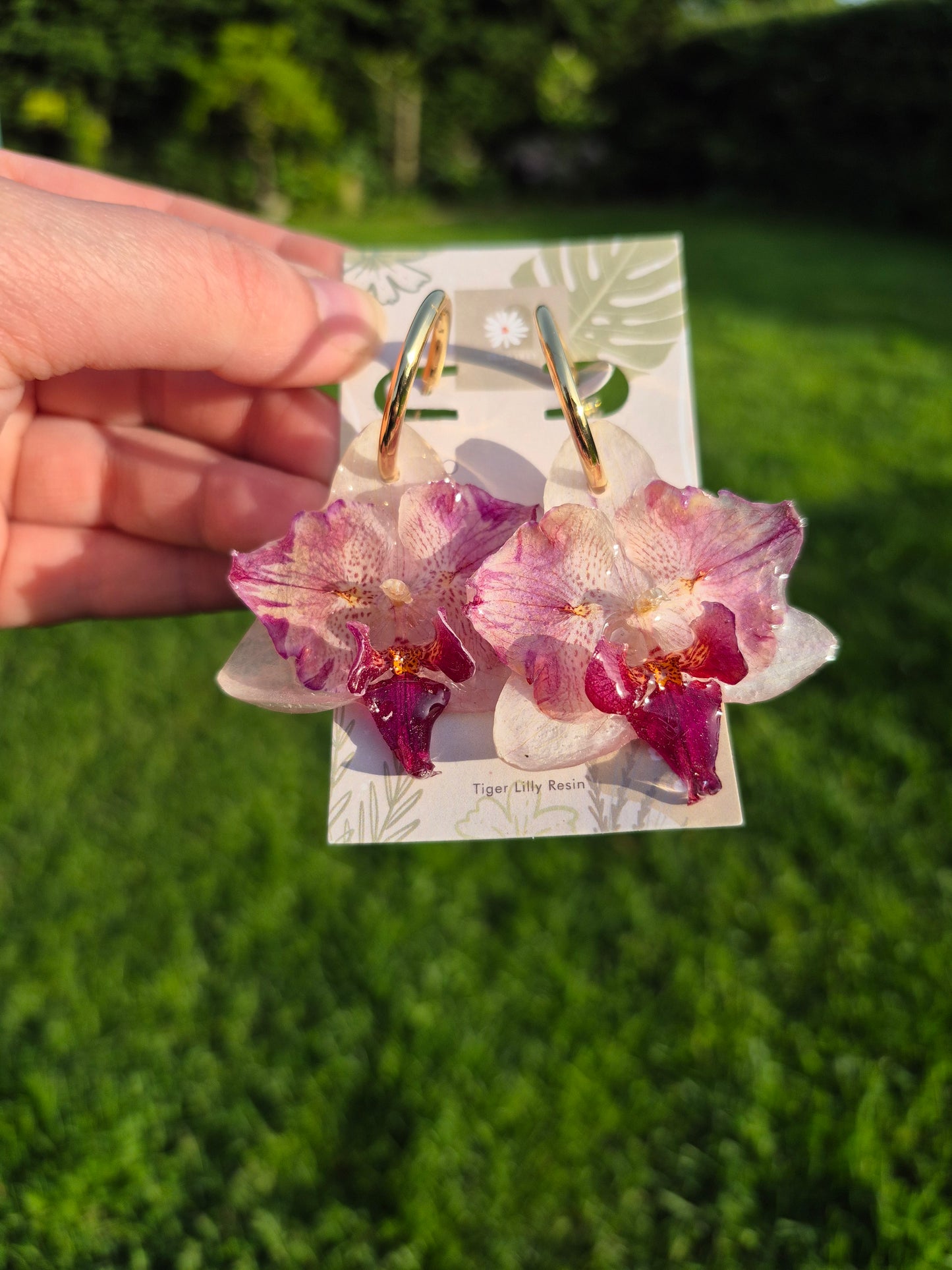 Rare peloric orchids resin earrings