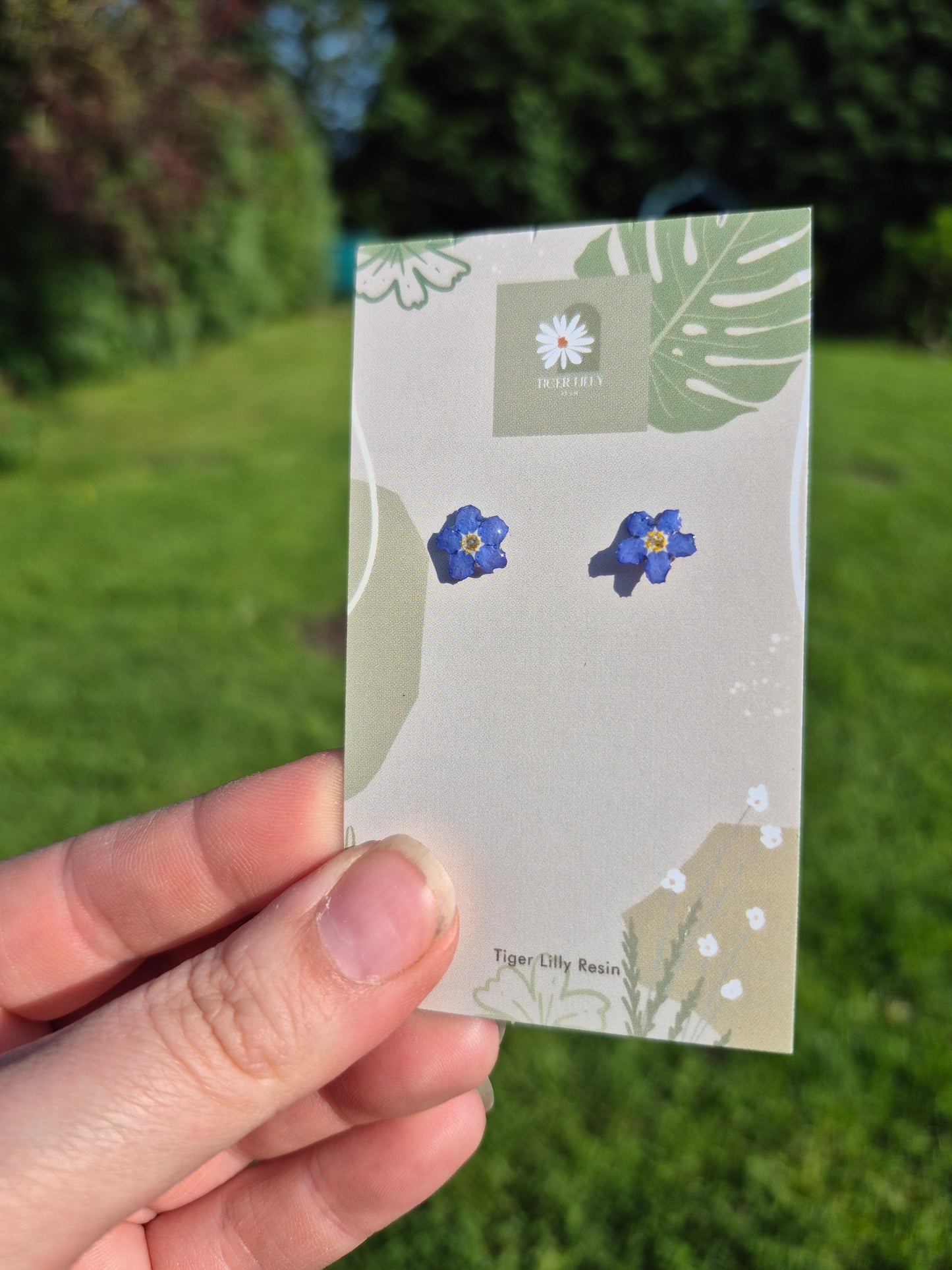 Real Forget me not studs earrings