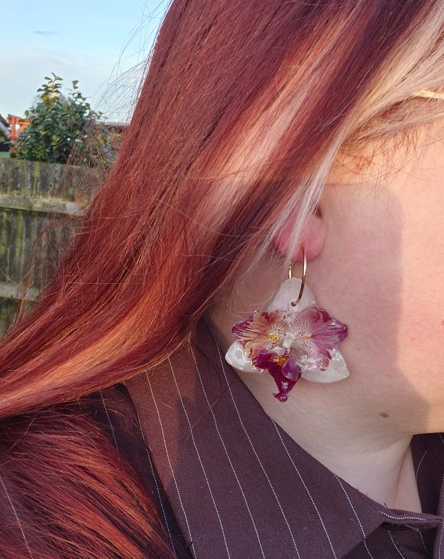 Rare peloric orchids resin earrings