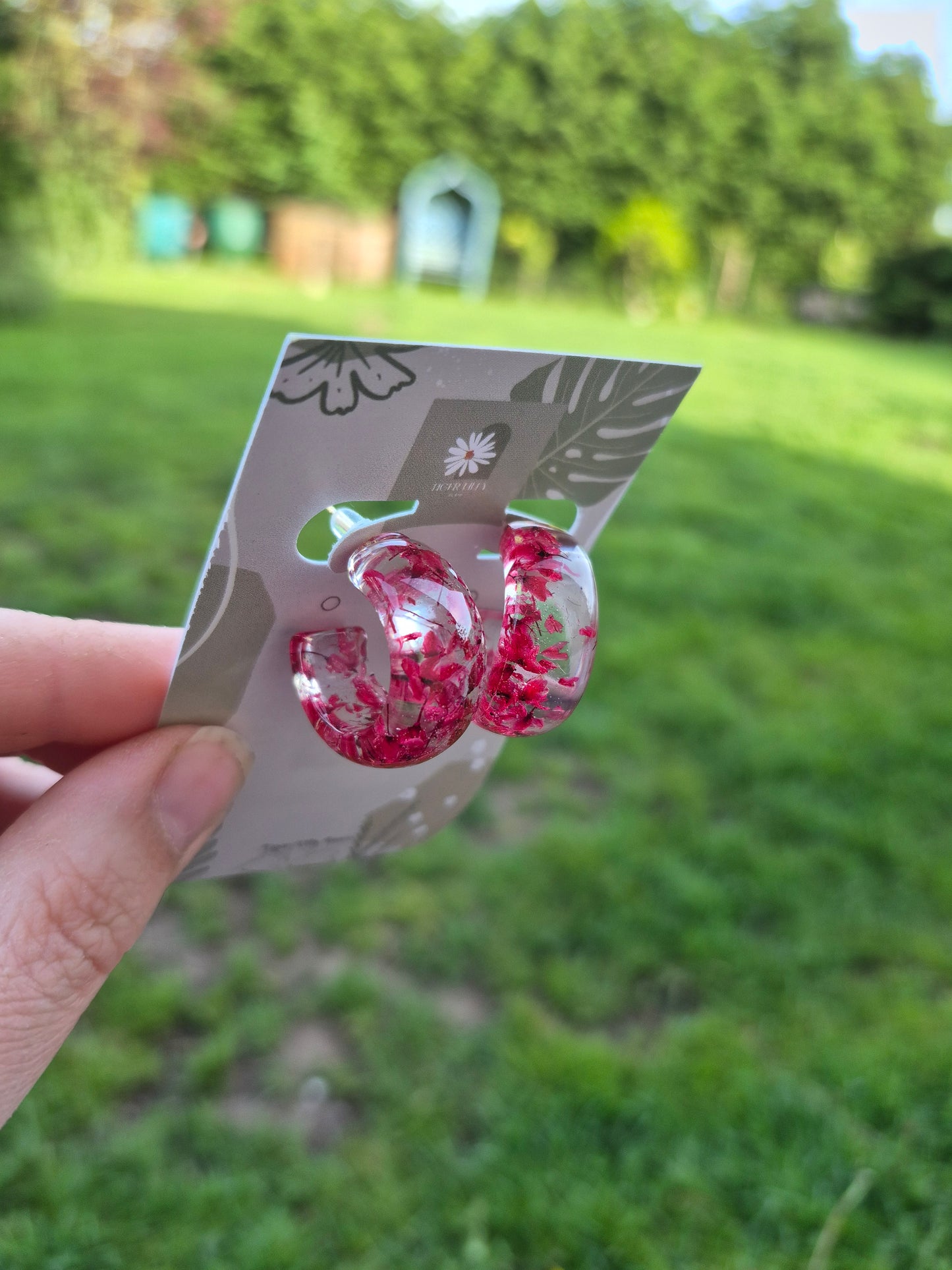 Cherry blossom petals half resin hoops