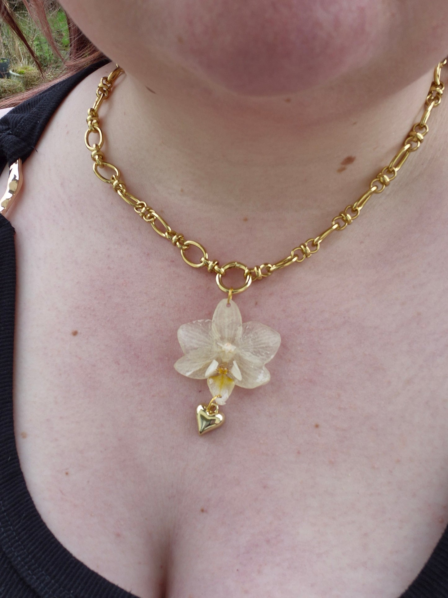 White phalaenopsis orchid necklace