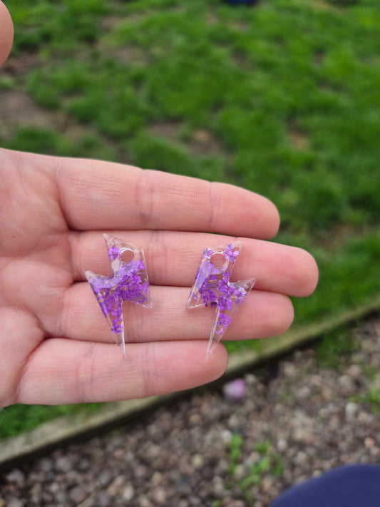 Floral lightening bolt hoop charms
