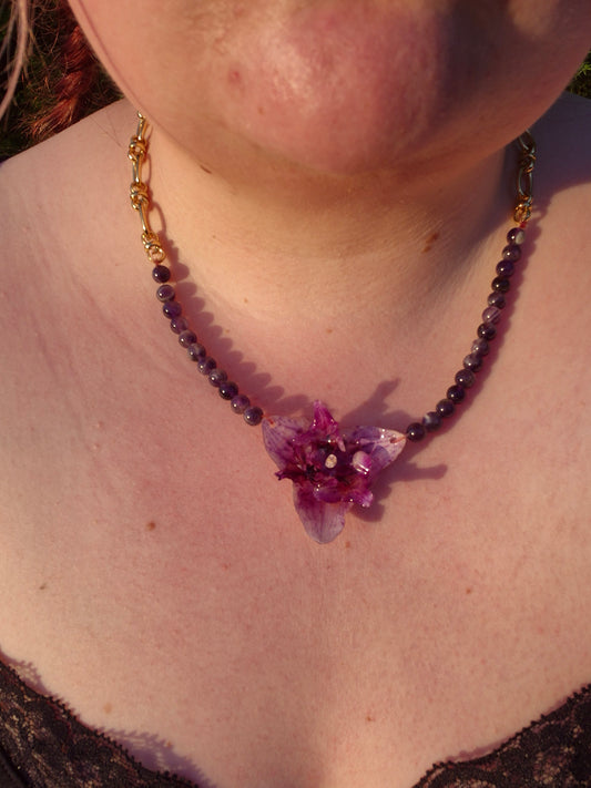 Peloric phalaenopsis amethyst necklace