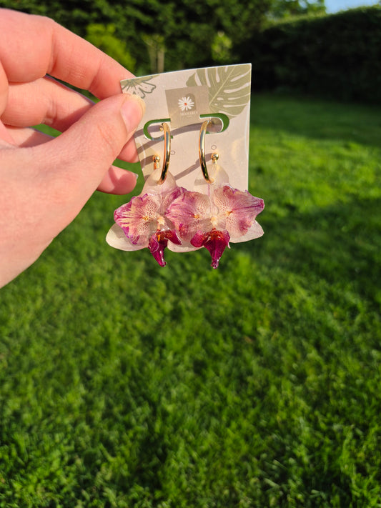 Rare peloric orchids resin earrings