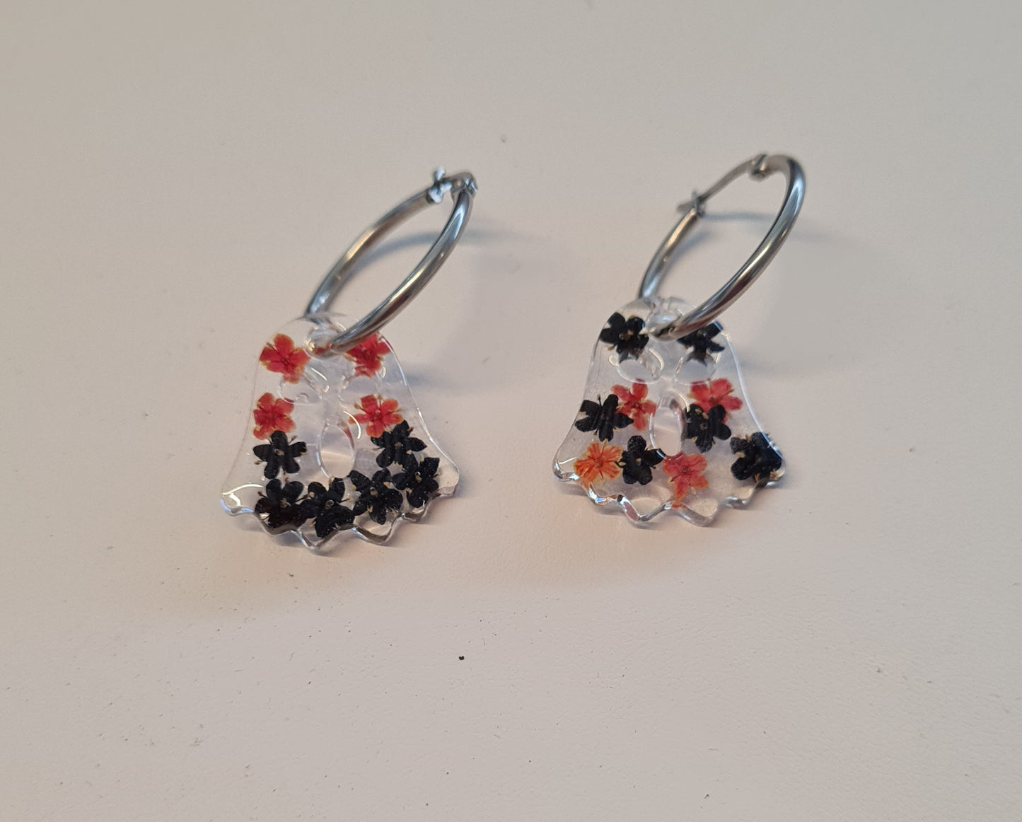 Floral Ghost hoops earrings