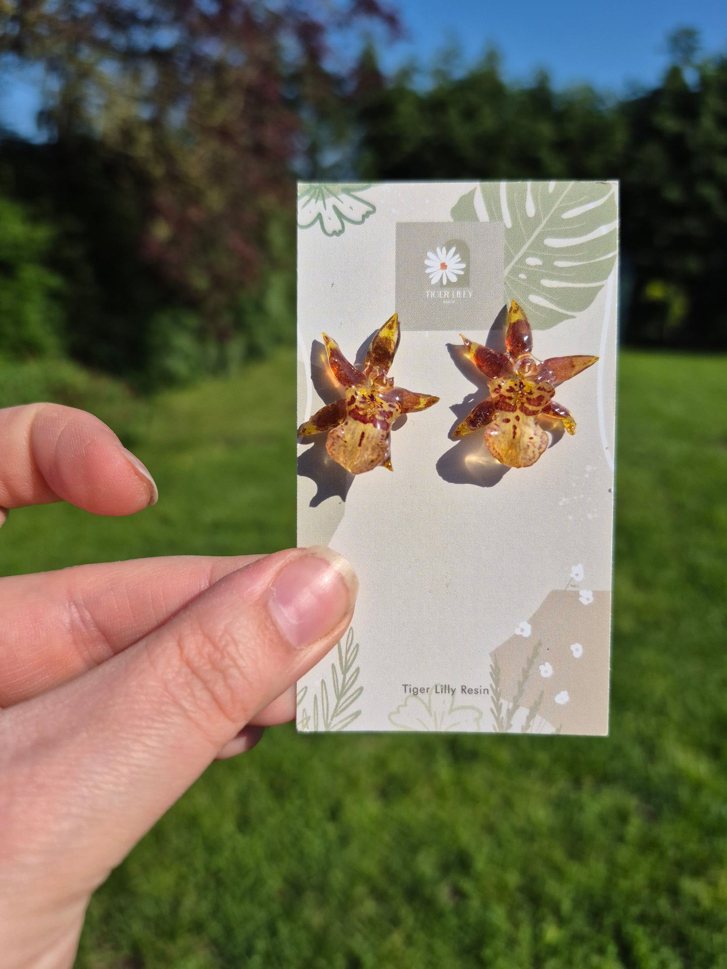 Oncidium stud earrings