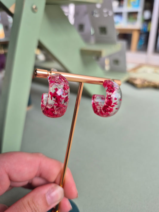 Cherry blossom petals half resin hoops
