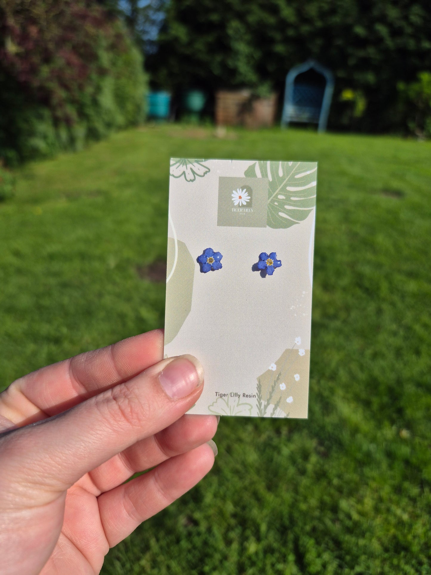 Real Forget me not studs earrings