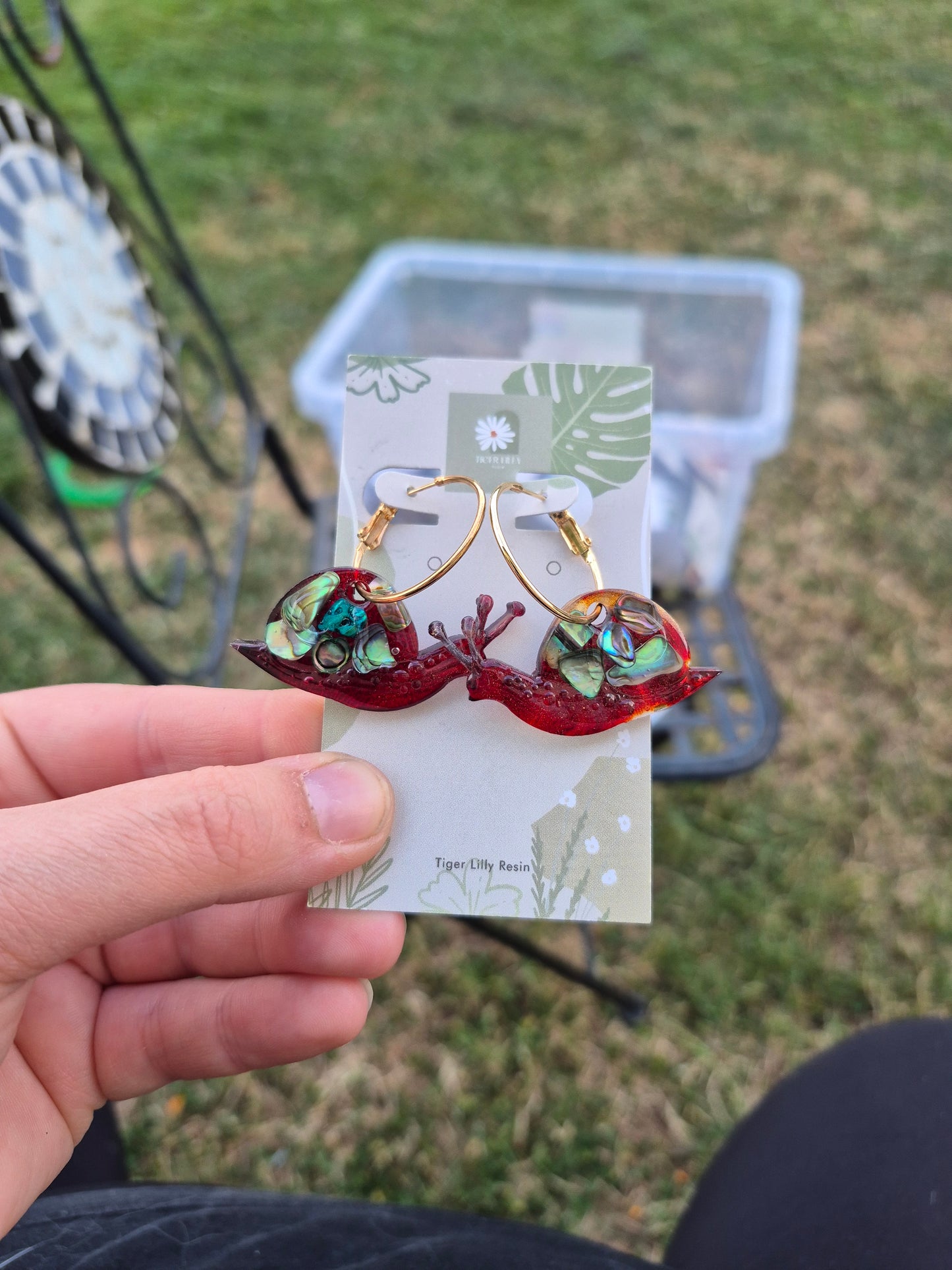 Abalone shell snail earrings