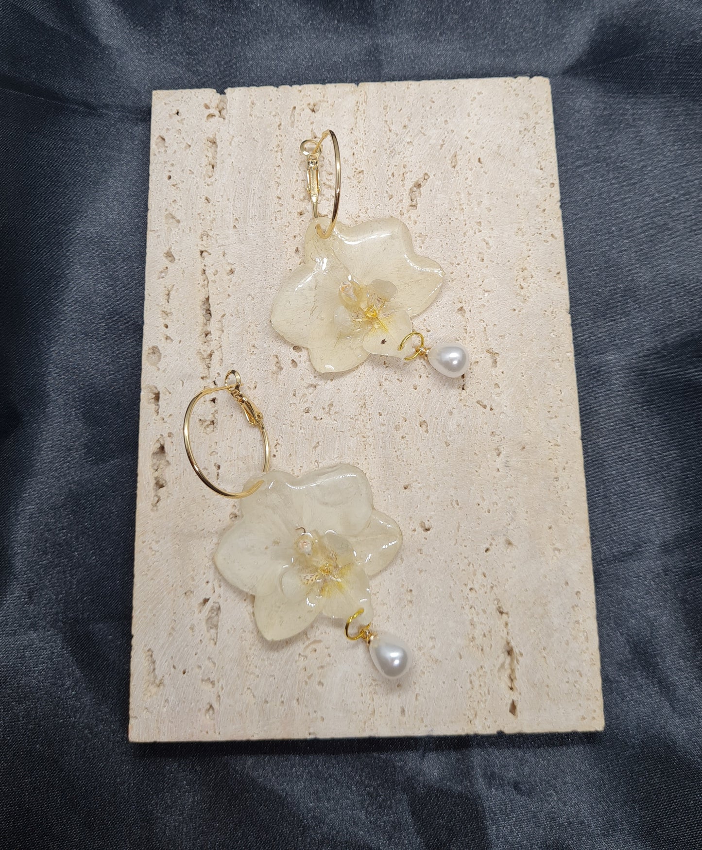 White phalaenopsis orchid earrings