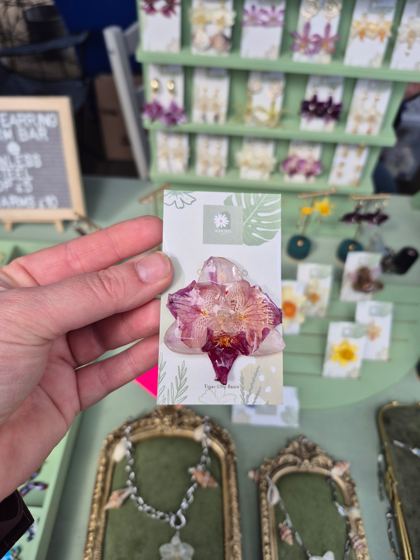 Real phalaenopsis orchid pin badge