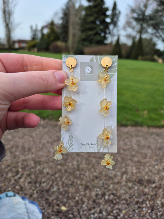 Oncidium orchid resin dangle earrings