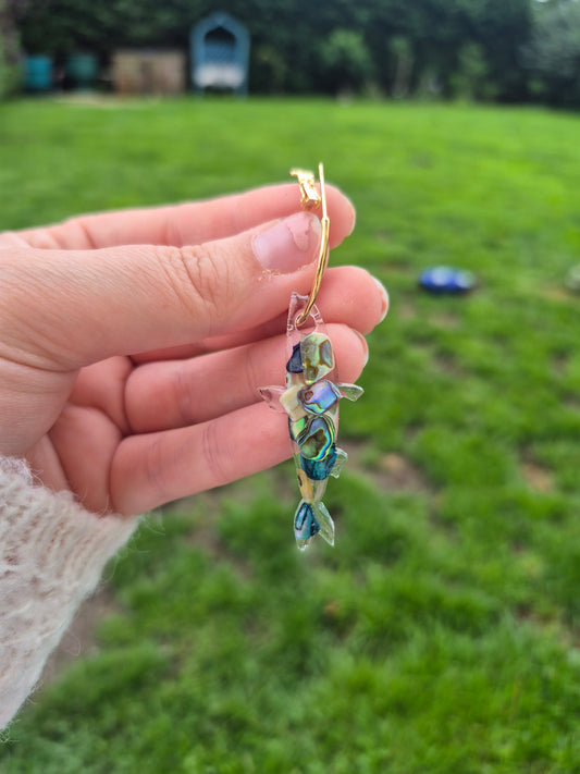 Abalone shell sardine hoop charms
