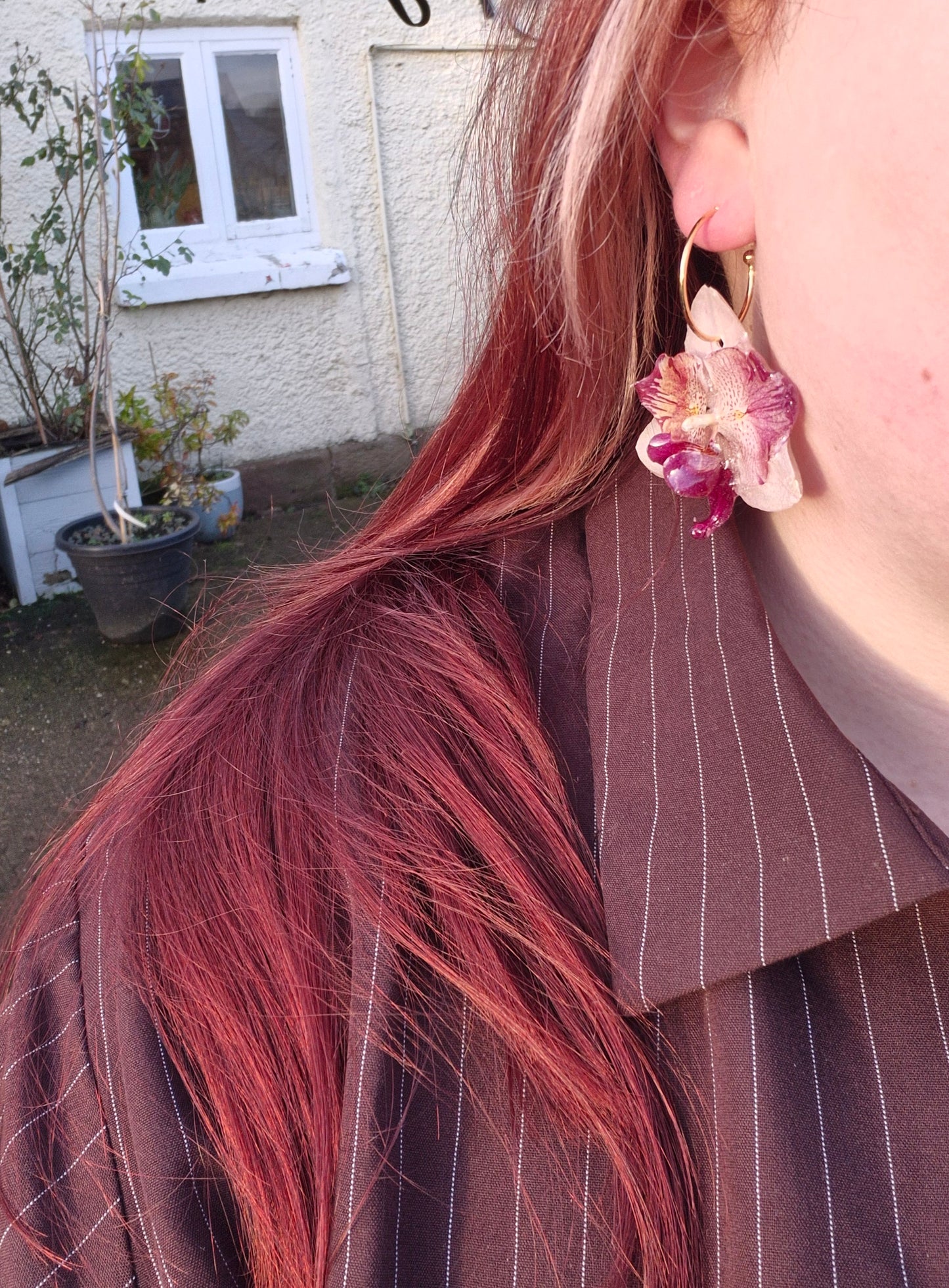 Rare peloric orchids resin earrings