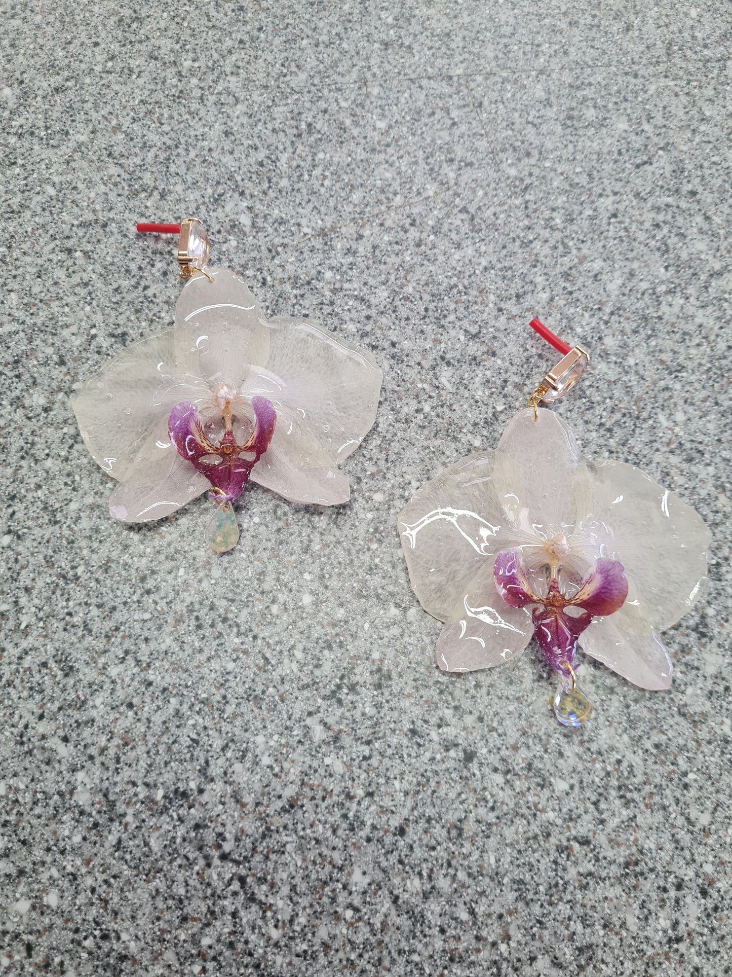 Large white Phalaenopsis orchid earrings