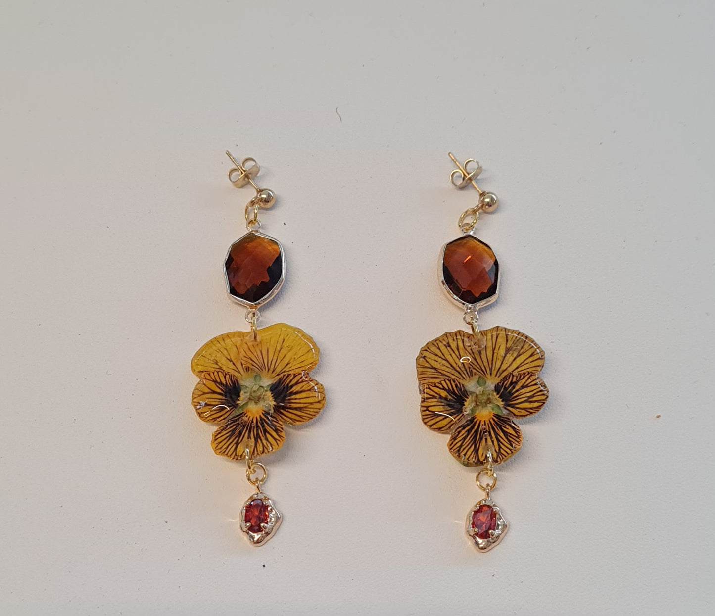 Tigers eye viola drop earrings