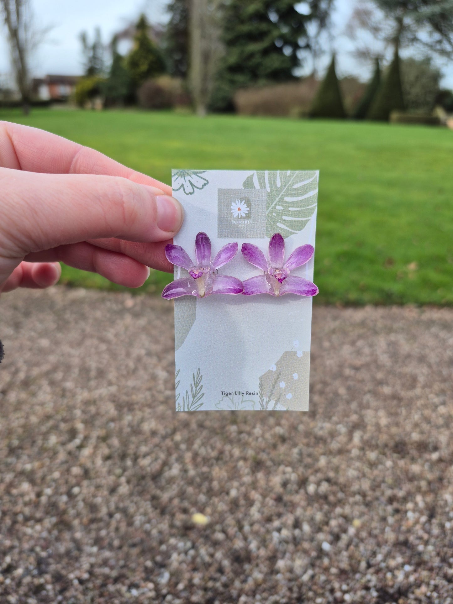 Dendrobium stud earrings